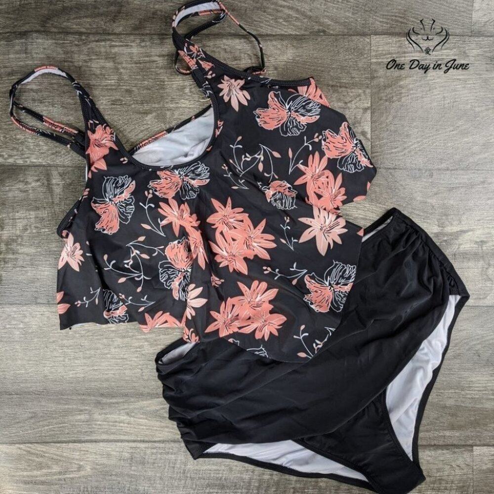 Souqfone Ruffled Flounce Top High Waist Bikini Size XL